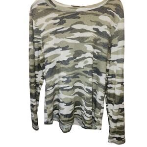 LUCKY BRAND Camo Waffle Knit Long Sleeve Shirt Size XL